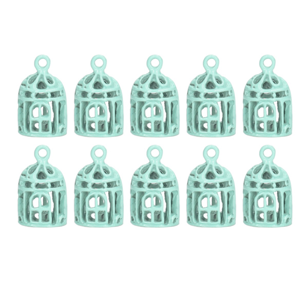 10 st 1/12 1/6 Miniatyr Fågelbur Mini Rostfritt Stål Dukkhus Dekoration Fågelbur Blå