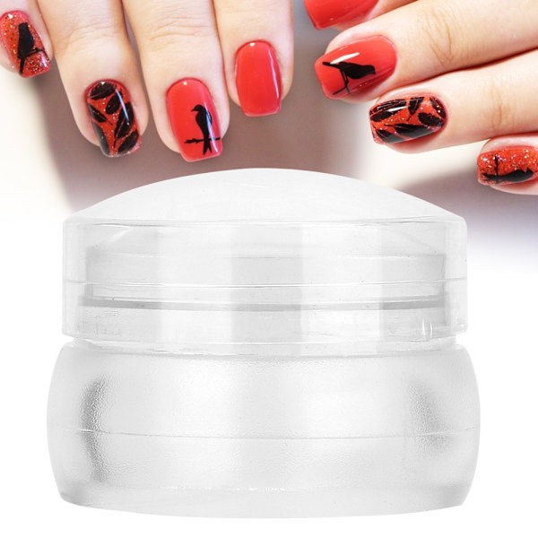 2 st Silikon Nagelstempel med Skrapa Nagelsmyckes Dekorationsverktygssats (Transparent Vit)