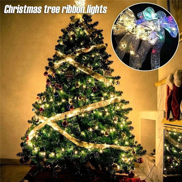 LED-band med blinkande ljus för jul, festivaler, födelsedagar och presentaskar 3.8-Gold Ribbon Color 2M20led-Battery