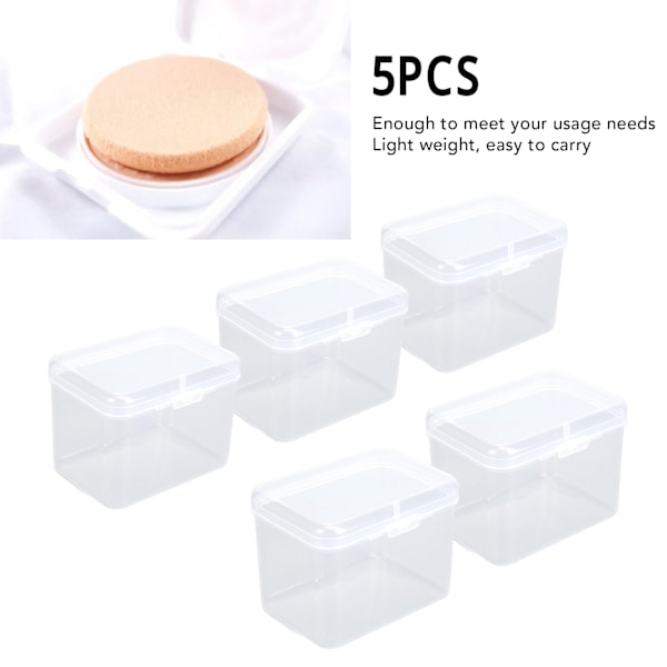 5 st. Svampar Transparent Förvaringslåda Multifunktionell Bärbar Klar Liten Plastbehållare