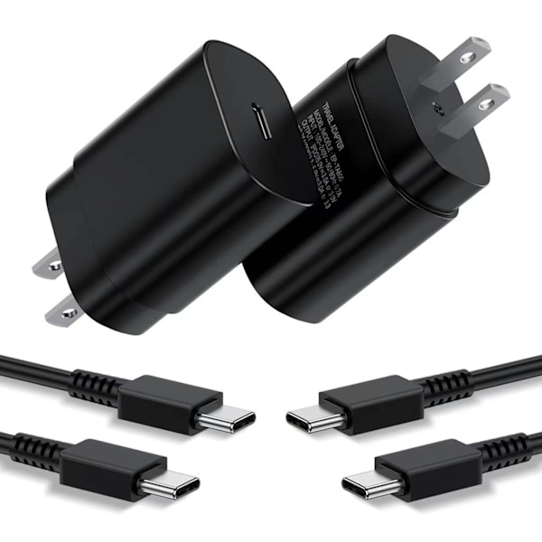 25W supersnabb laddningshuvud lämpligt för Samsung Note10/s10/s20 mobiltelefon PD-laddare Typ-C-port black Charger+cable