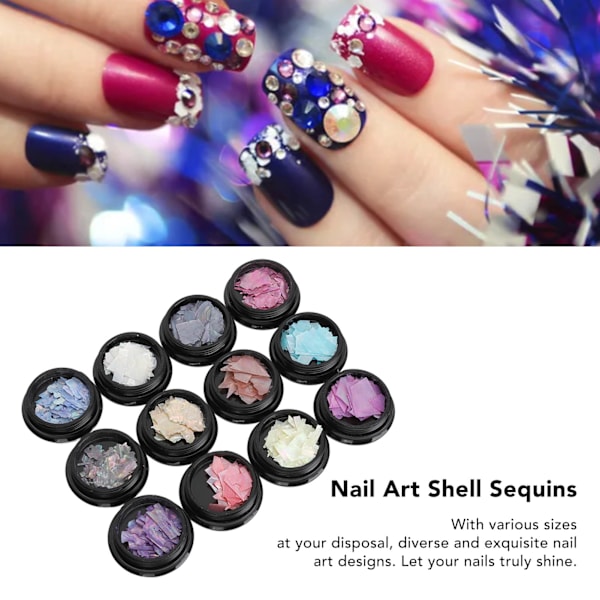 12st Black Box Nail Art Shell Flakes Oregelbundna skal paljetter Nail Art Dekoration Manikyr Tillbehör