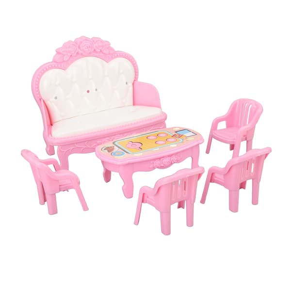 Miniatyr Vardagsrums Möbel Simulerings Soffa Kaffebord Stol Möbelmodell Set för 1/16 Dockhus Typ 3
