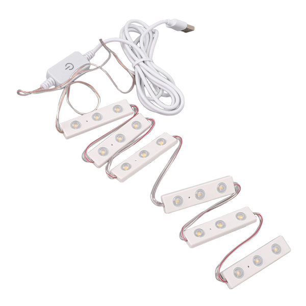LED-sminkspegellampa med Justerbar Ljusstyrka, USB-kontakt, DIY-spegelremsa, 6 Strängar (18st Ljuschips)