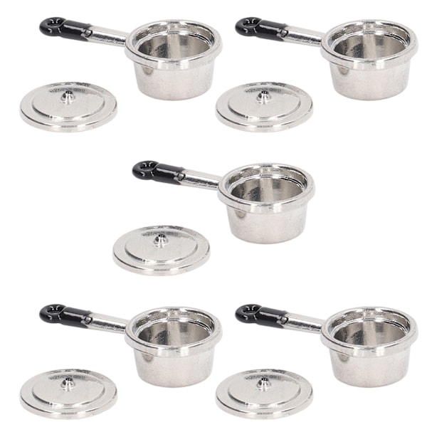 5-pack Mini Soppa Gryta Modell Simulerad Matlagning Leksaker Kök Bordsartiklar för 1:12 Dockhus Liten