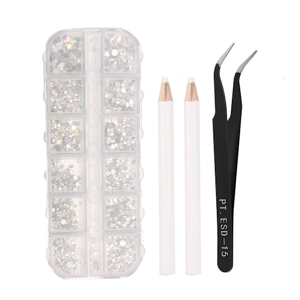 Nagelprickpenna Nagelkonst Utsökta Strass Dekoration Pincett Set Manikyrverktyg