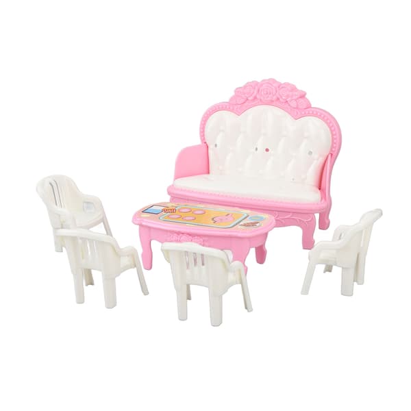 Miniatyr Vardagsrums Möbel Simulerings Soffa Kaffebord Stol Möbelmodell Set för 1/16 Dockhus Typ 2