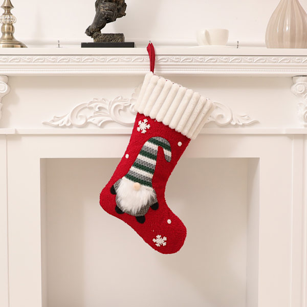 Jul Nya strumpor Stickad Ansiktslös Rudolf Doll Barn Godis Presentpåse Scen Layout 1
