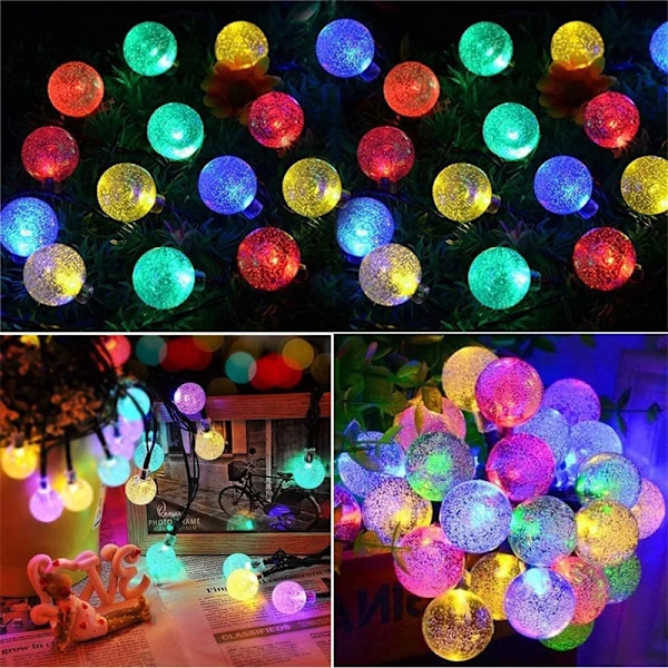 7m Solcellsstränglampor Utomhus 50 LED Kristallgloblampor