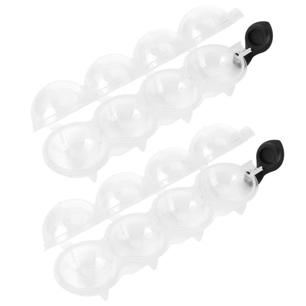 2-pack Isbollsmögel 4-håls PP Runda Isbitar med Silikonlock för att Göra Is