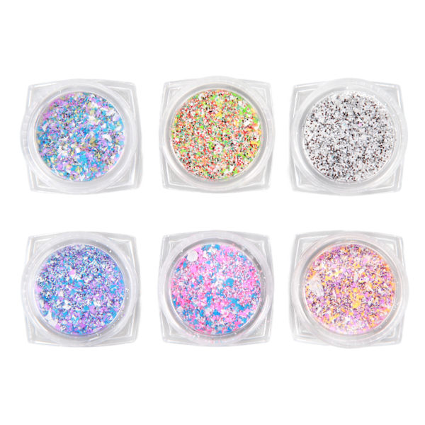 6 Box Shining Sugar Effect Glitter Gör-det-själv hantverk Elegant Nageldamm Sandpulver Nail art