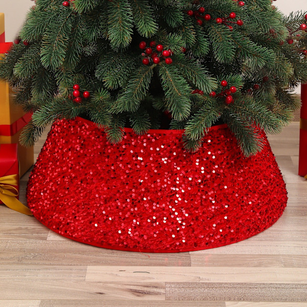 Paljetter Julgransomkrets Basdekorationer runt trädomkrets Red 40*60*20cm