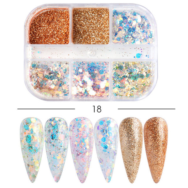 3 st Nail Glitter Magic Mirror Aurora Iridescent Puder Pärlpuder 12