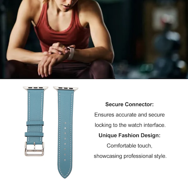 Smartwatchband, Armband i Läder, Smartwatchtillbehör för IOS Watch Series SE 8 7 6 5 4 3 2 1 42mm 44mm 45mm Blå
