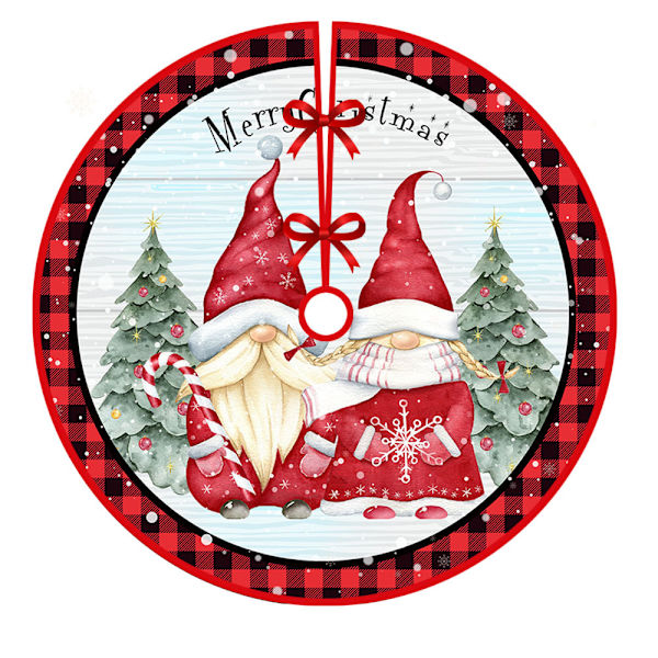 Jul-Tree Skirt Semesterdekoration Printed Trädbottendekoration Party Jul Qj Tree Skirt-6 120cm