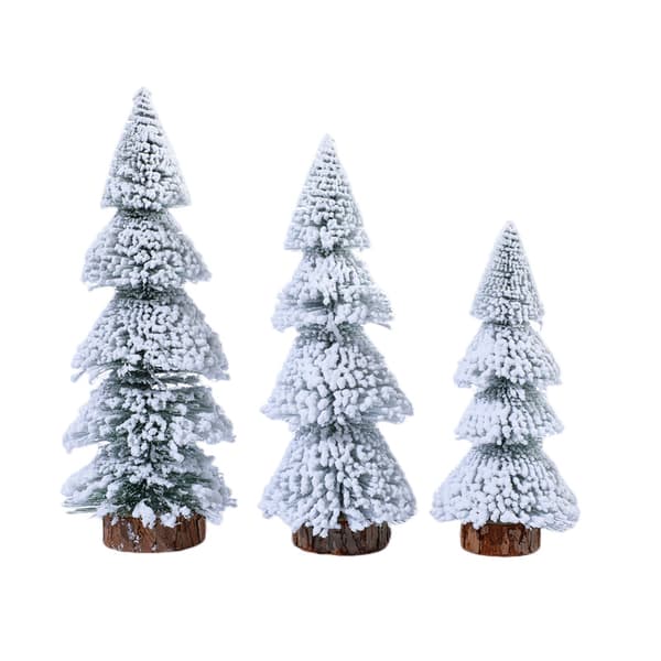 Julgranspynt med belysning, tornformad, flockad snö, tall, skrivbordsdekoration 20cm Pine Tree