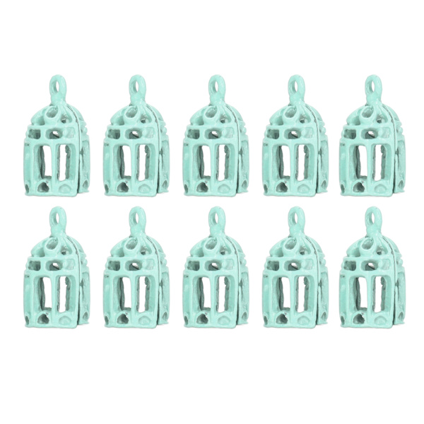 10 st 1/12 1/6 Miniatyr Fågelbur Mini Rostfritt Stål Dukkhus Dekoration Fågelbur Blå