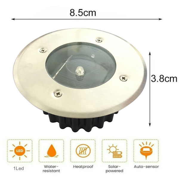 Solcellsdriven LED-gräsmatta lampa marklampa vattentät landskapsbelysning 1 st