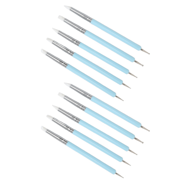 2-pack Dubbla Spetsar Nagelkonst Punktpenna Silikonhuvud Nagelkonst Skulptur Polish Carving Pen