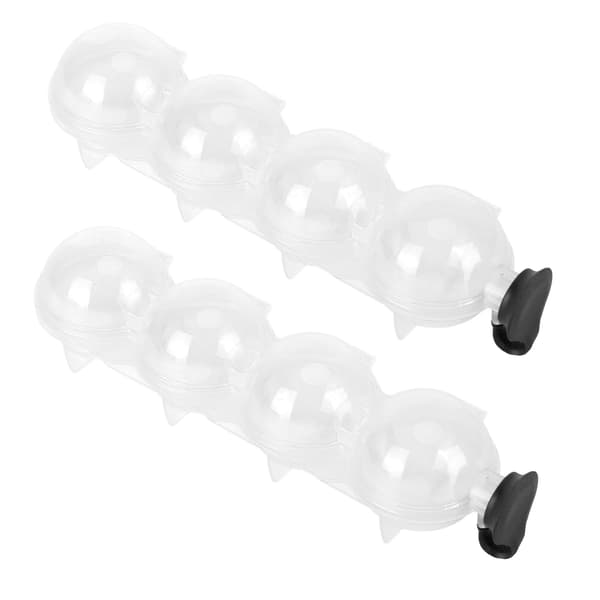 2-pack Isbollsmögel 4-håls PP Runda Isbitar med Silikonlock för att Göra Is