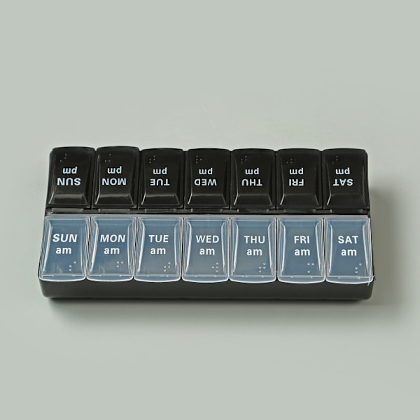 14-ruts dubbelrads förpackning bärbar medicinförvaring Small Transparent Black Cover