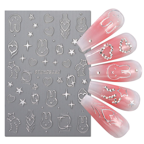 3 st Silver Hollow Butterfly Nagelstickers I