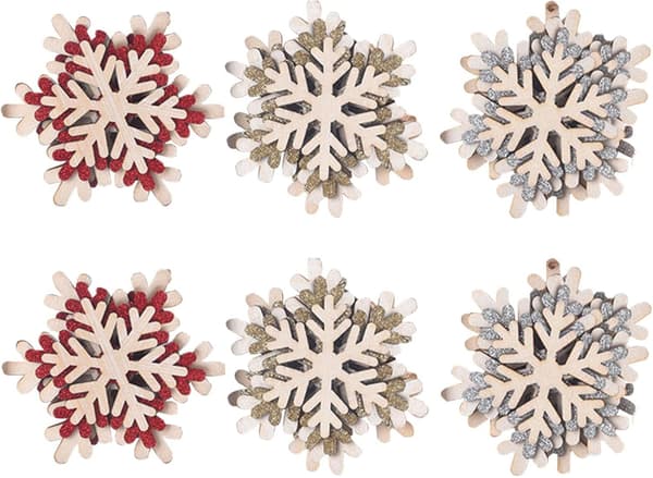 Inomhus utomhus julgranshängen, trä snöflinga 6st