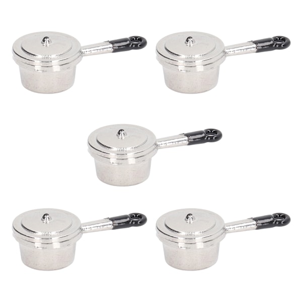 5-pack Mini Soppa Gryta Modell Simulerad Matlagning Leksaker Kök Bordsartiklar för 1:12 Dockhus Liten