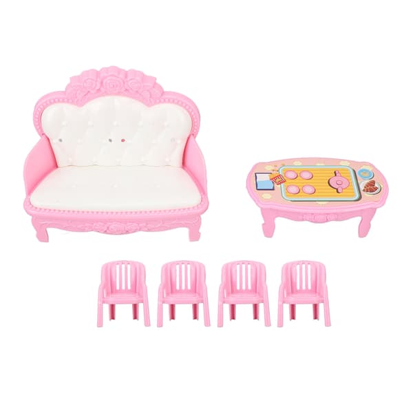 Miniatyr Vardagsrums Möbel Simulerings Soffa Kaffebord Stol Möbelmodell Set för 1/16 Dockhus Typ 3