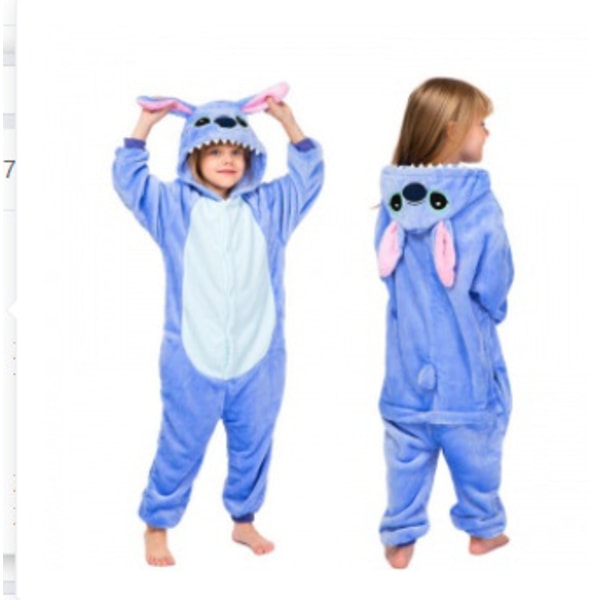 Flanellpyjamas, förtjockade för både män och kvinnor, barnsliga djur, ekorrar, tecknade jumpsuit-pyjamas, hemmakläder, Stitch-fladdermöss Hot stamping rabbit 140cm