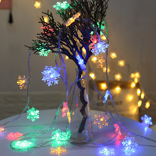 Snowflake Lighting Chain Christmas String Light LED Färgad Lampa Batterilåda String Lights 2M10led Color-Battery