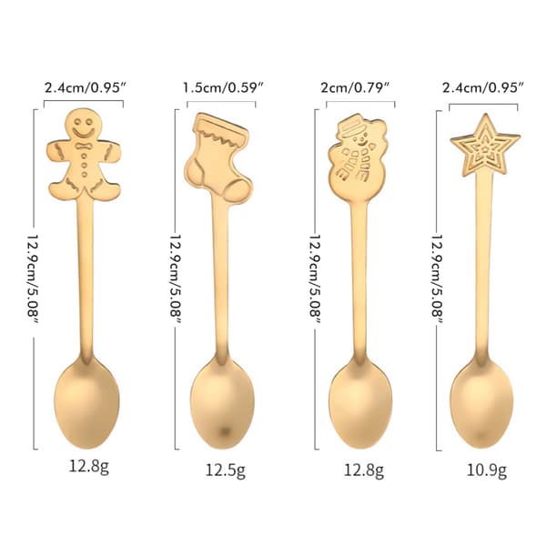 Julsked 4-pack Rostfritt Stål Juldukning Set Kaffe Te Dessert Soppa Rörked