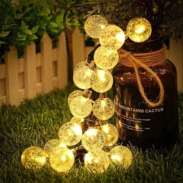 6m Solcellssträngljus Utomhus 30 LED Kristallglobljus