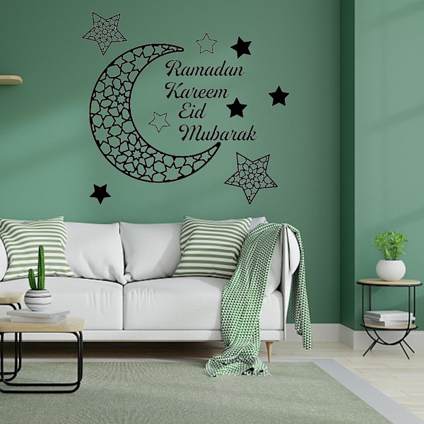 Ramadan Crescent Akryl Mirror Sticker 3D självhäftande väggdekal för dörrar Fönster garderober