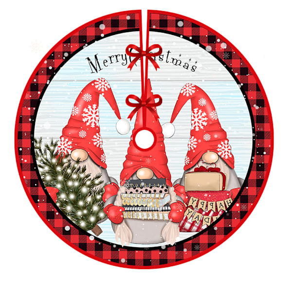 Jul-Tree Skirt Semesterdekoration Printed Trädbottendekoration Party Jul Qj Tree Skirt-17 90cm