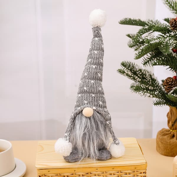 Skogsman Vitt skägg Ansiktslös docka juldocka Skogsman stickad mössa Sittande hållning docka ornament 4