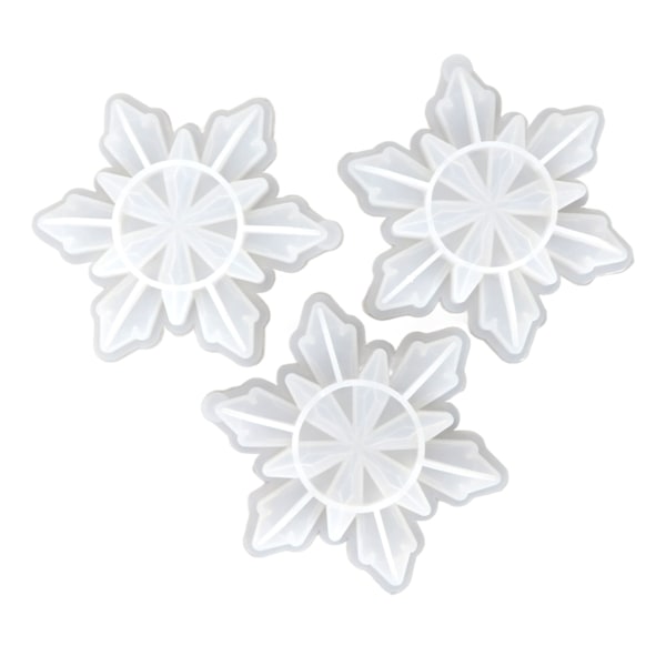 3 st Snowflake Silikonformar Mjuka Flexibla Intressanta Återanvändbara DIY Aromarkformar för att Göra Hantverk