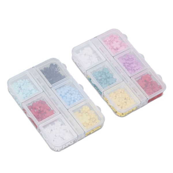 2 Ask 12 Rutor 3D Blomnagelcharm Resin DIY Nagelsmycke Dekoration Strass Dekaler