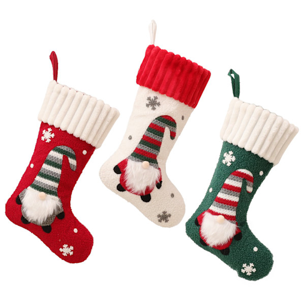 Jul Nya strumpor Stickad Ansiktslös Rudolf Doll Barn Godis Presentpåse Scen Layout 3