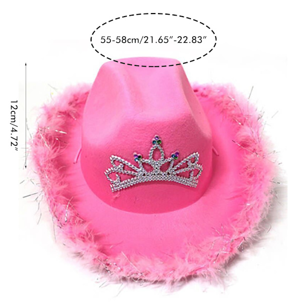 Rosa Cowboyhatt i Filt med Halsbandssnöre Cosplay Party Kostymtillbehör Lekkläder för Kvinnor