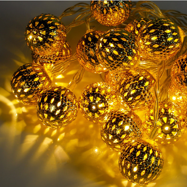 Jul födelsedag och semester dekorationer String Led färgad lampa Smidesjärn marockansk boll belysning Color 6M40led USB