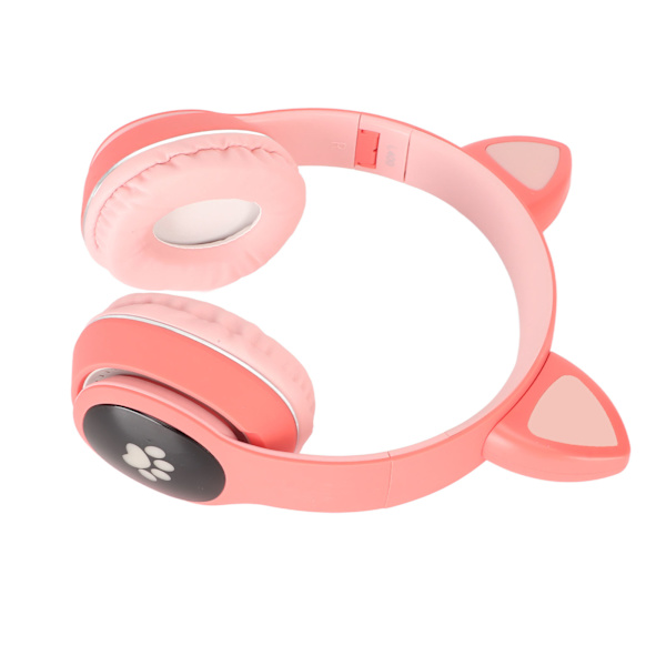 Kattöron Gaming Headset Bluetooth Stöd Liten Minneskort LINEIN Läge Gaming Hörlurar med LED Mikrofon Rosa