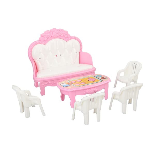 Miniatyr Vardagsrums Möbel Simulerings Soffa Kaffebord Stol Möbelmodell Set för 1/16 Dockhus Typ 2