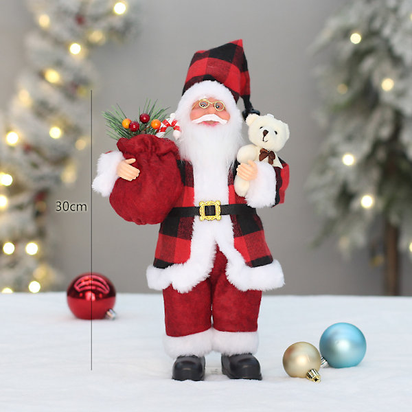 Christmas New Old Man Doll Show Fönster Dekoration Tillbehör 30cm Stående Santa Claus 30cm G