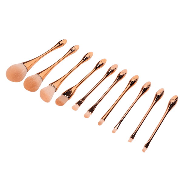 10 st Professionella Sminkborstar Set Ögonskugga Concealer Rougeborste Kosmetisk Borste Set Roséguld