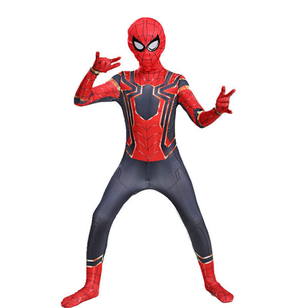 Halloween Spider-Man-dräkt för barn, cosplay-kostym, liten svart Spider Miles hjältekostym Golden Iron Spider Man 160cm