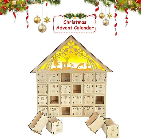 Hodeffior Julkalender med Lådor LED-Ljus Mångsidig Förvaringslåda för Vänner A