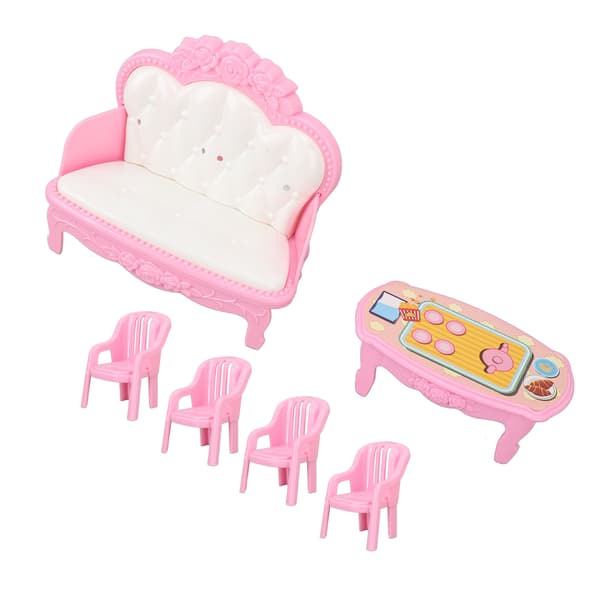 Miniatyr Vardagsrums Möbel Simulerings Soffa Kaffebord Stol Möbelmodell Set för 1/16 Dockhus Typ 3