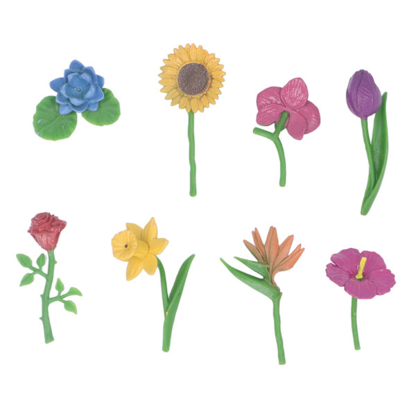 8 st Simuleringsväxter Leksak Färgglada PVC Simuleringsblommor Modell Växt Sandlåda Dekoration Tidig Utbildningsmodell Leksaker