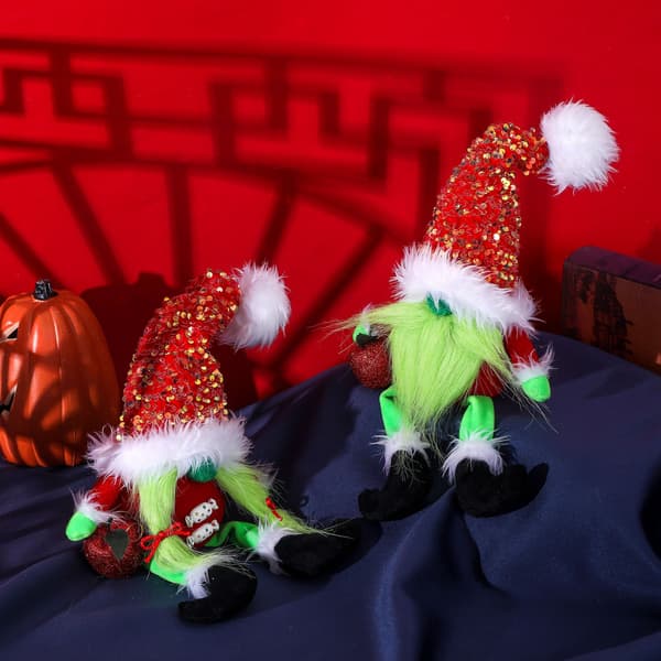 Grinch Ansiktslös Docka Grinch Grön Päls Monster Dvärg Elf Docka Dockdekorationer Grön Monster B